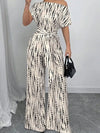 Striped Asymmetric Strap Wide-Leg Jumpsuit – Women's Summer Vacation Outfit