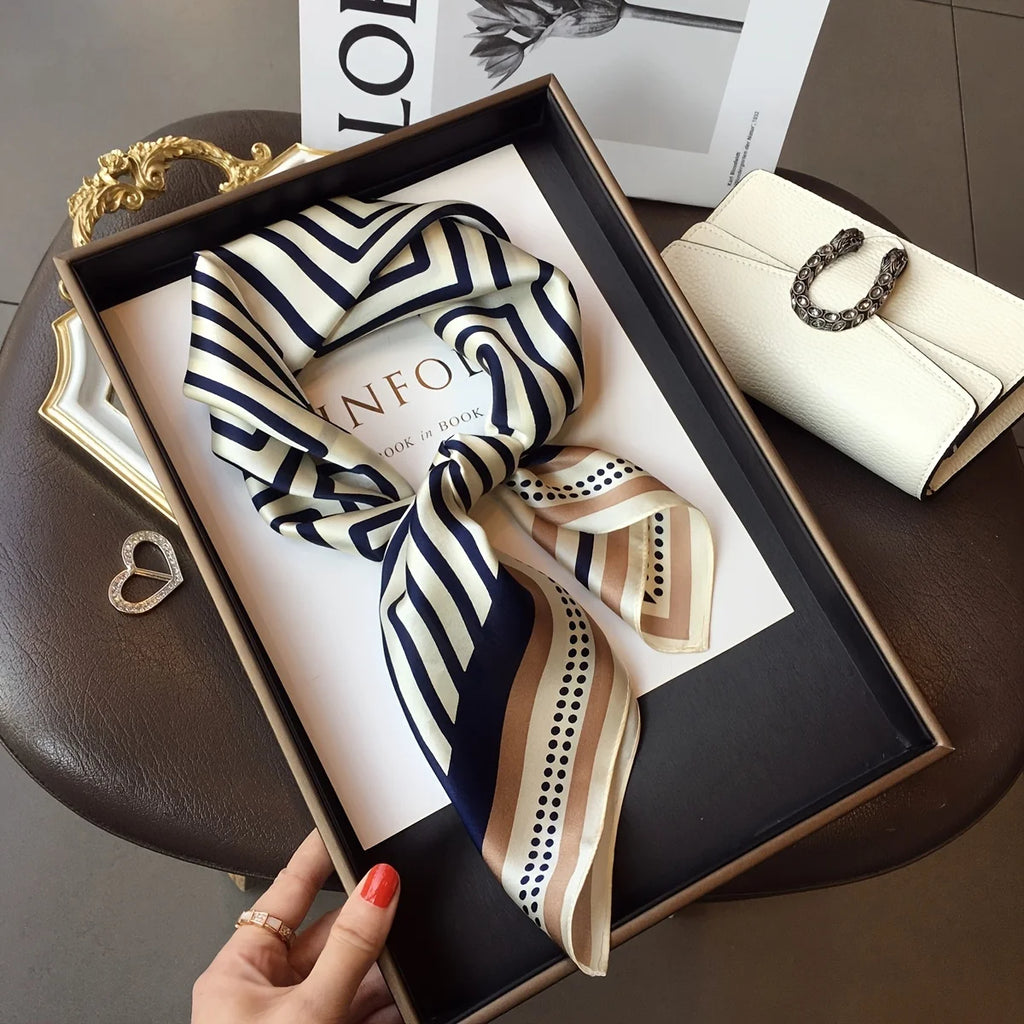 Nordic All-Season Faux Silk Square Scarf 70 x 70 cm (27.6 x 27.6 in) – Lightweight Chic Shawl for Women & Teens