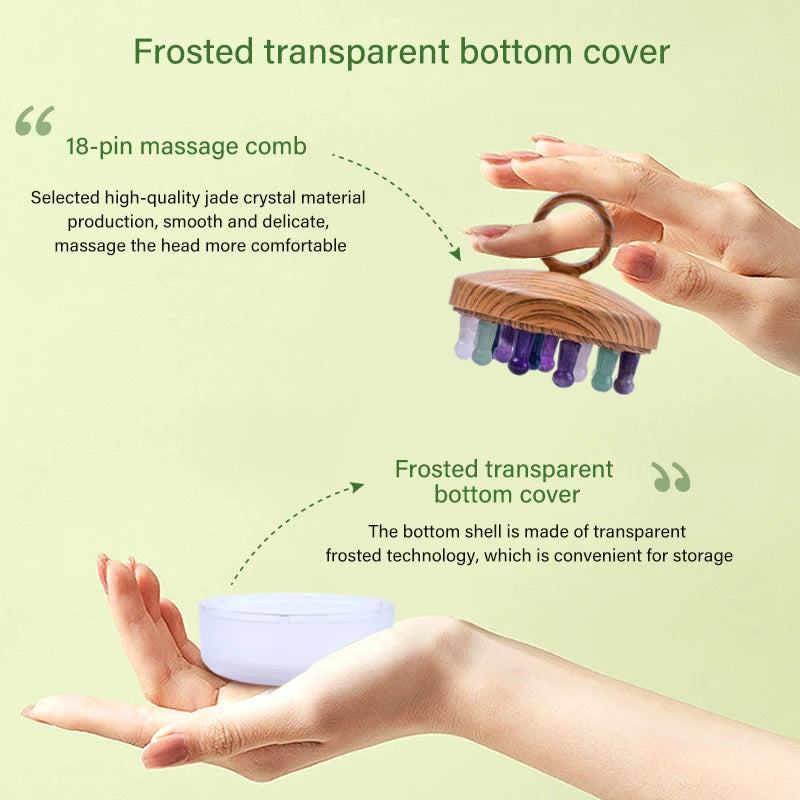 Jade Scalp Massage Comb with Protective Cover – Gua Sha Head Massager