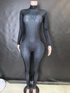Sparkly Long Sleeve Crystal Romper Bodysuit - Bodycon One-Piece Jumpsuit for Pole Dance Stage Performance & Women's Party