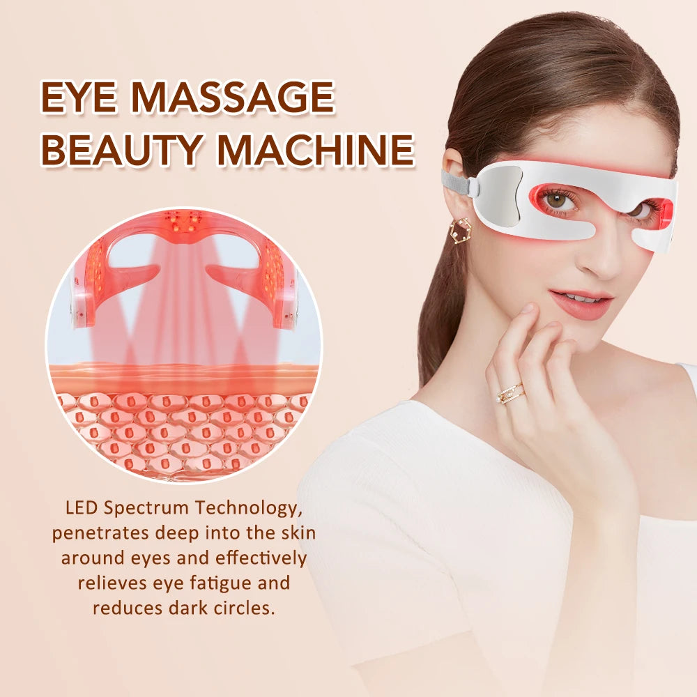 Rechargeable Electric Eye Massager - LED Red Light, Vibration & Heat Eye Care Device for Anti-Aging, Dark Circles & Eye Fatigue