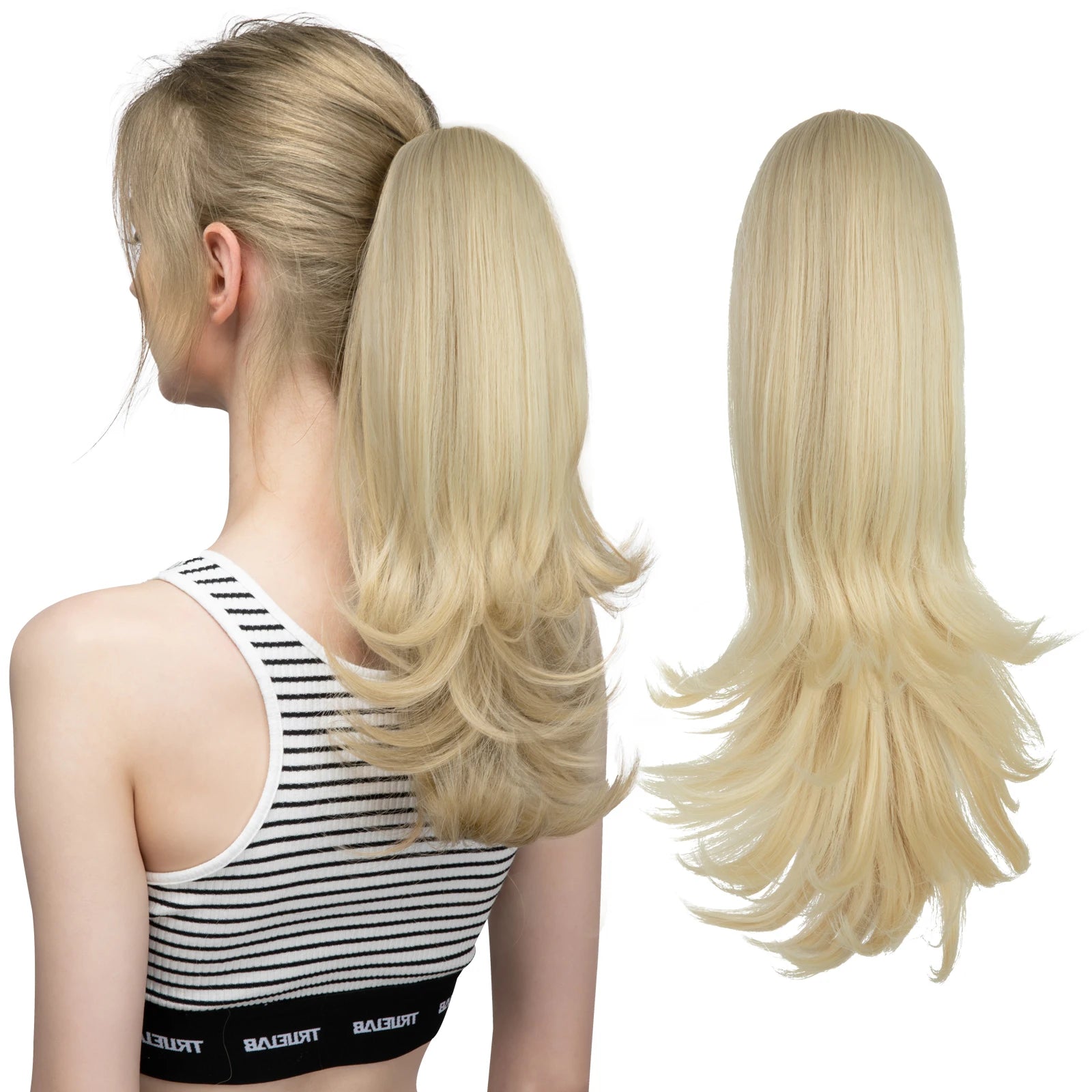 SARLA Clip-In Wavy Ponytail Extension 14 in (35 cm) - Synthetic High-Temp Fiber with Claw Clip & Elastic Band