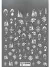 Pink Christmas Tree 5D Embossed Nail Art Stickers – Snowflake & Star Self-Adhesive Decals (4.06 x 3.15 in / 10.3 x 8 cm)