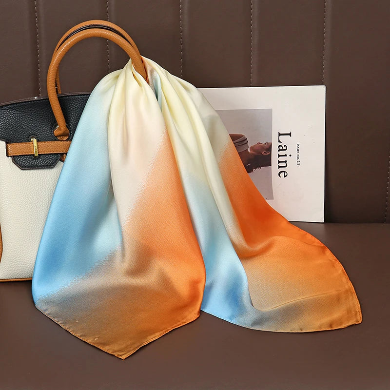 Luxury Satin Square Scarf 70 x 70 cm (27.6 x 27.6 in) – Silk-Feel Polyester Shawl Hijab Neckerchief Hair Ribbon Headband Bandana