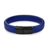 Men's White Braided Leather Bracelet with 316L Stainless Steel Double-Safety Magnetic Clasp — Sizes 18.5/20.5/22 cm (7.3/8.1/8.7 in)