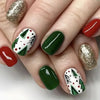 24-Pack Christmas Green Snowflake Press-On Nails with Rhinestones – Holiday False Nail Set for Women