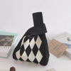 Handmade Knitted Knot Wrist Bag - Striped Mini Tote for Women, Large-Capacity Phone Bucket, Autumn Winter Casual