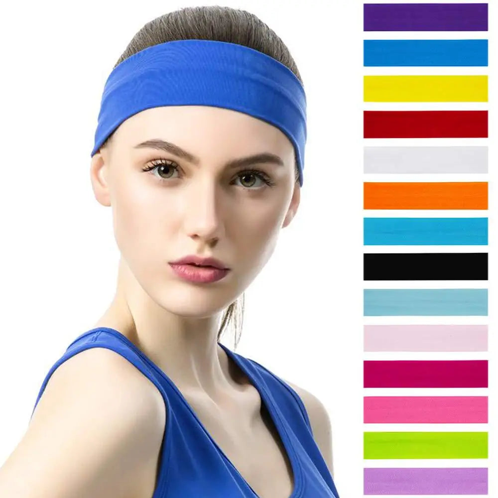 10-Pack Elastic Headbands for Women – Solid Color Sports, Yoga & Fitness Hair Bands