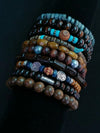 10-Pack Khaki & Black Woven Leather Wrap Bracelets - Handmade Adjustable Unisex