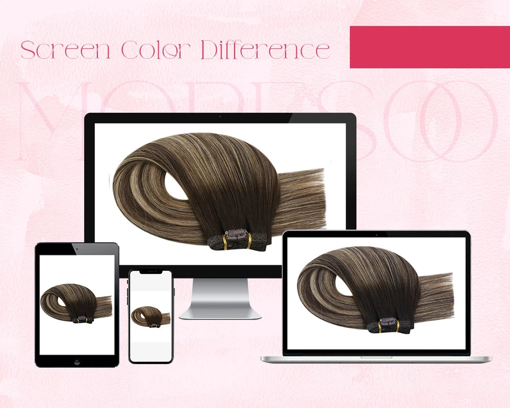 Moresoo Brazilian Remy Clip-In Human Hair Extensions – Straight 5PC or 7PC Set, 10–24 in (25–61 cm)