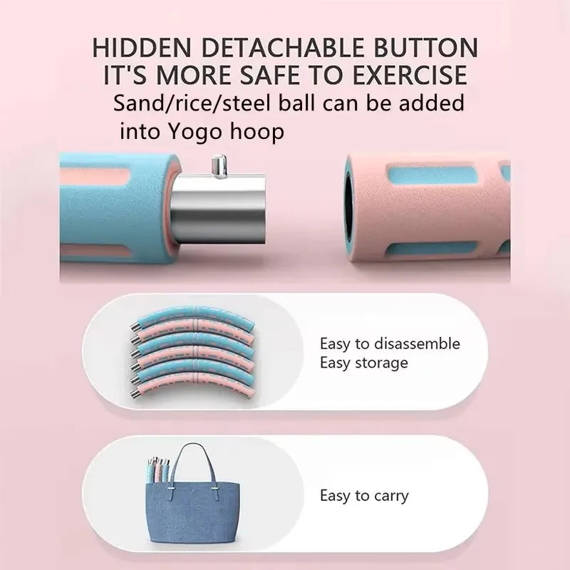 Adjustable 6-Section Weighted Foam Hula Hoop – 94 cm (37 in) Detachable Fitness Hoop for Waist Toning, Dance & Cardio