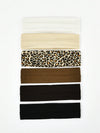 6-Pack Unisex Sweat-Absorbing Headbands for Sports, Yoga & Running – Solid & Leopard Print Cotton Blend