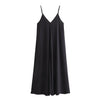 Women's Backless Draped Maxi Slip Dress – V-Neck Spaghetti Strap Summer Beach Dress (Black, Red)