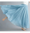 Cotton Linen Ankle-Length Maxi Skirt for Women, Y2K Harajuku Casual Streetwear, Shirred Waist