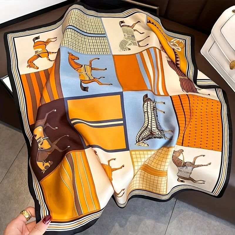 Luxury Satin-Feel Square Scarf 70 x 70 cm (27.6 x 27.6 in) – Women's Fashion Neck Wrap, Headband & Bandana