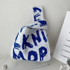 Handmade Knitted Knot Wrist Bag - Striped Mini Tote for Women, Large-Capacity Phone Bucket, Autumn Winter Casual