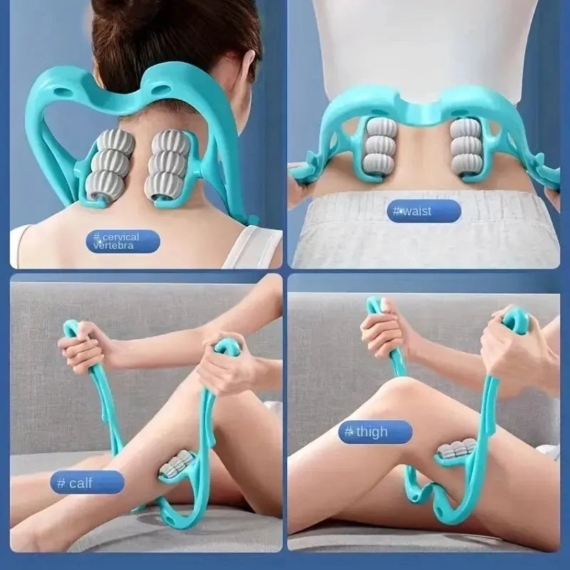 Six-Wheel Cervical Neck Massager Roller – Clip-On Manual Neck, Shoulder & Back Kneading Tool