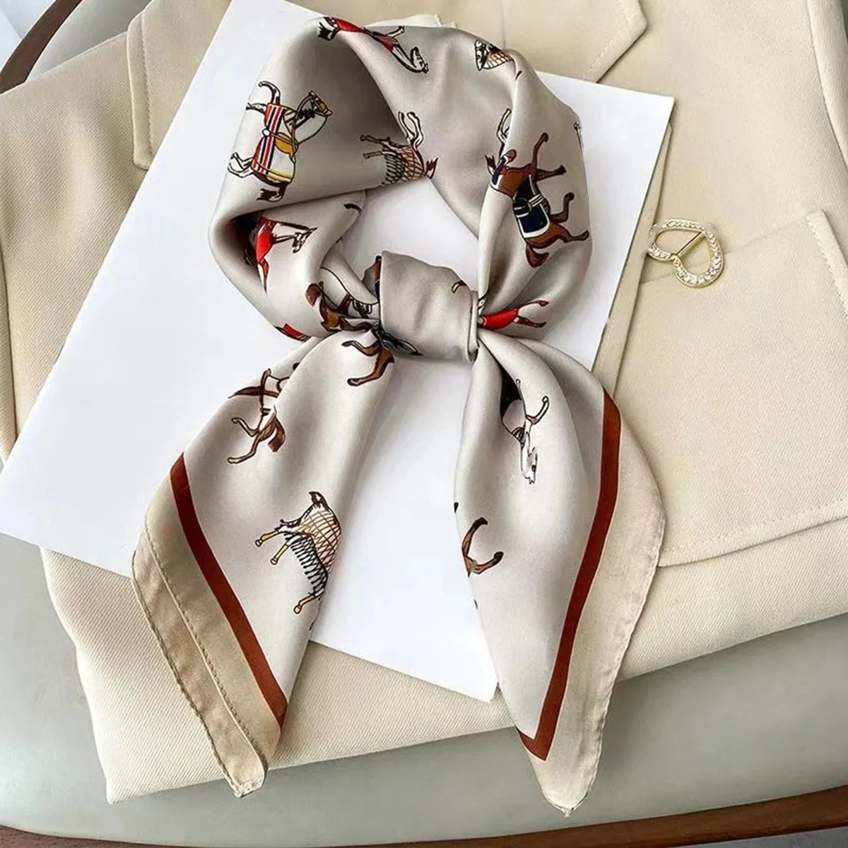 Luxury Silk-Feel 70cm (27.6in) Square Satin Scarf for Women — Neck Tie, Hair Bandana & Headkerchief