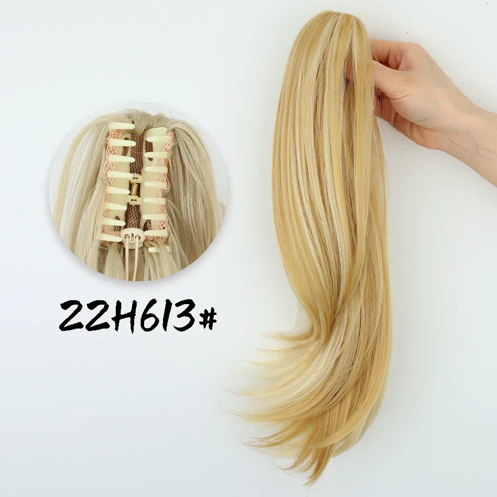 AZQUEEN 18-Inch (45 cm) Clip-In Wavy Ponytail Hair Extension - Heat-Resistant Synthetic, Layered Black/Brown