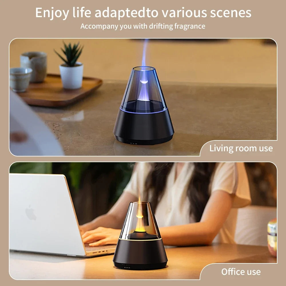 NEWSTYLE Simulated Flame Aroma Diffuser – Bonfire LED Ultrasonic Cool Mist Humidifier & Essential Oil Diffuser, 280ml (9.5 fl oz) with Remote