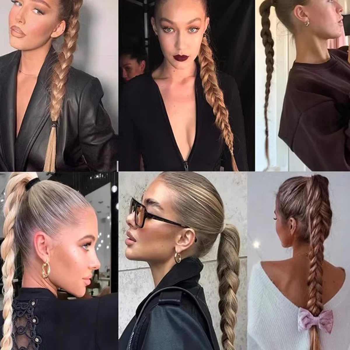 22-40 Inch (56-100 cm) Synthetic Braided Ponytail Hair Extension with Elastic Band
