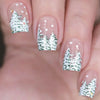 24-Pack Christmas Green Snowflake Press-On Nails with Rhinestones – Holiday False Nail Set for Women