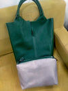 Large Genuine Cowhide Leather Tote Bag - Soft Women's Commuter Shoulder Bucket Handbag