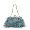 Luxury Faux Fur Evening Bag for Women Fluffy Plush Shell Clutch Shoulder Crossbody