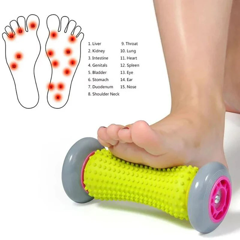 Portable Fascia Foot & Full-Body Massage Roller Stick for Feet, Legs and Neck — Handheld Muscle Massager (Blue, Pink)