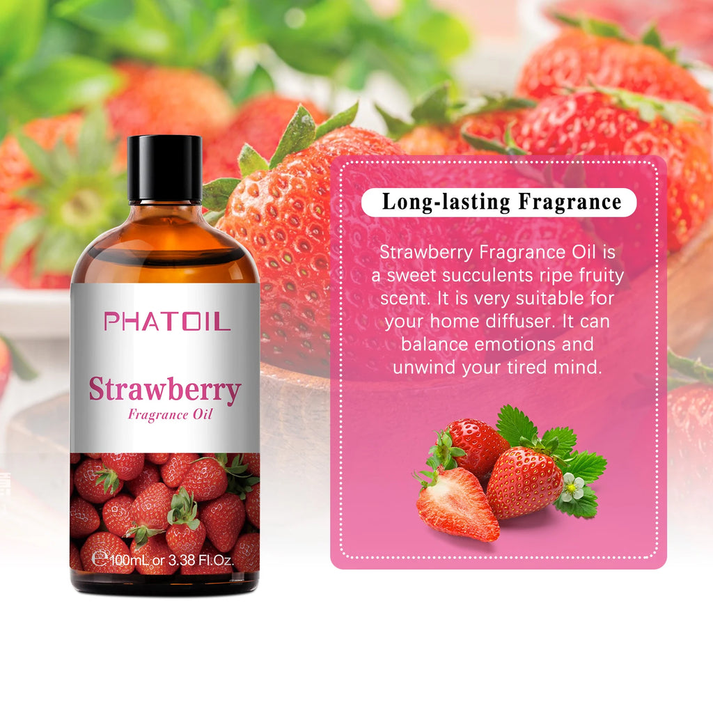 PHATOIL 100ml Aromatherapy Fragrance Oil — Coconut & Vanilla, Strawberry, Cherry, Lemon — 1/2/3-Pack for Diffuser, Candle Making & DIY