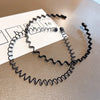 Unisex Black Metal Non-Slip Wavy Headband - Elastic Spring Hair Hoop for Men & Women