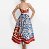 Women's Printed A-Line Maxi Dress - Spaghetti Strap Cold Shoulder High-Waist Slim Beach & Party Casual Vestidos