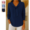 Plus Size Bow Knit Sweater for Women - Long Sleeve Butterfly Collar Casual Pullover