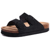 Cow Suede Cork Clogs for Women - Comfortable Footbed Mules Sandals