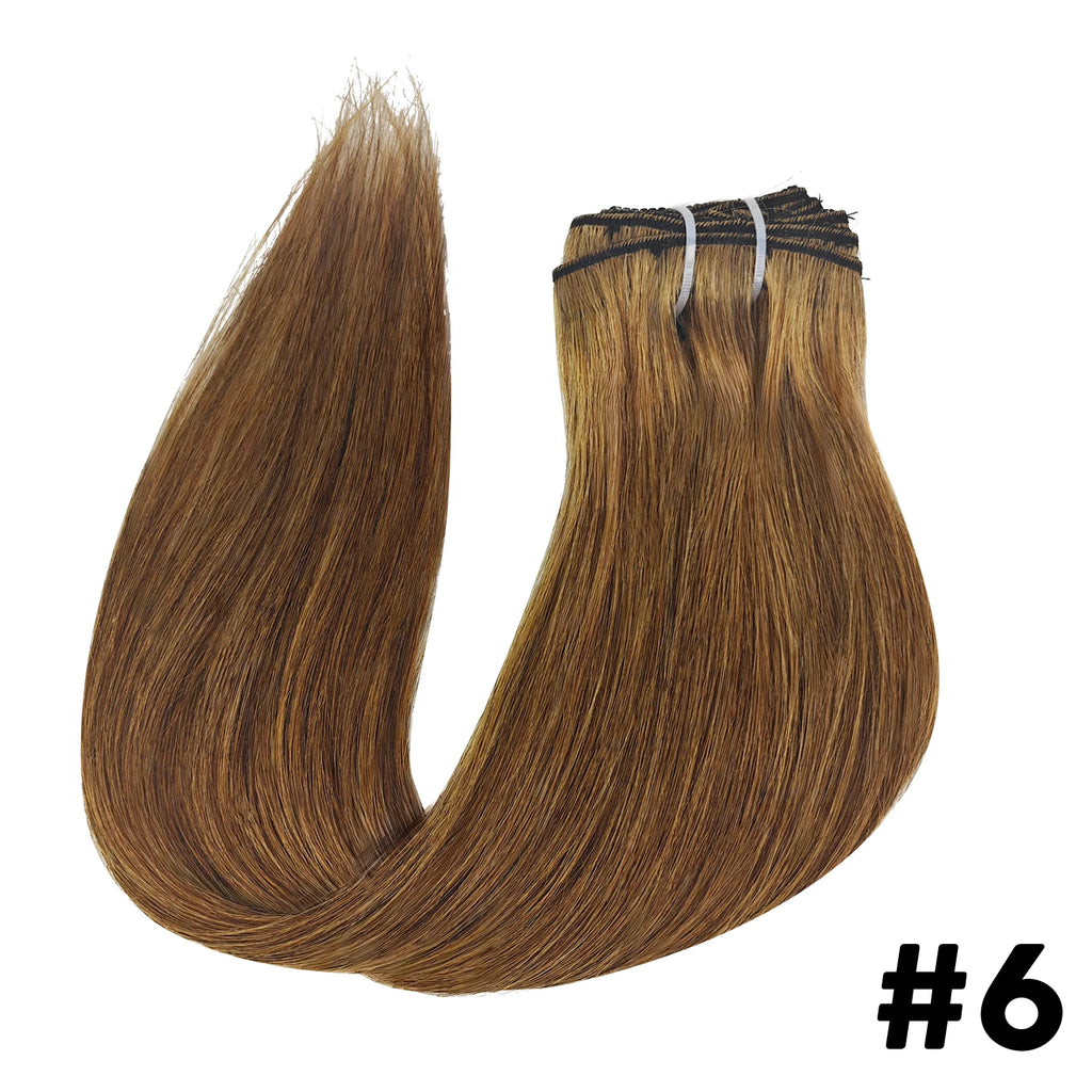 Seamless Clip-In Human Hair Extensions 8-Piece 120g Brazilian Remy Straight 16-26 in (41-66 cm)