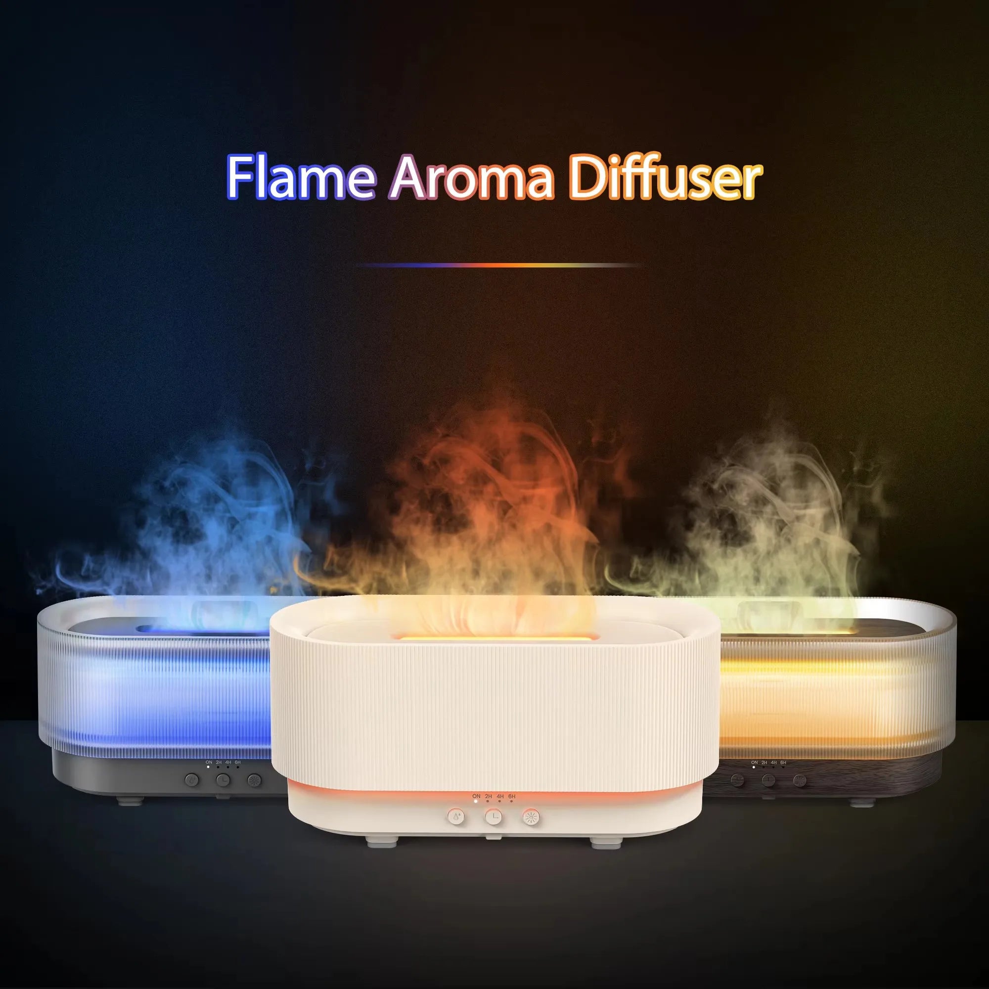Sejoy 300ml Flame Aroma Diffuser – USB Cool Mist Essential Oil Humidifier with Colorful Night Light & Auto-Off Timer