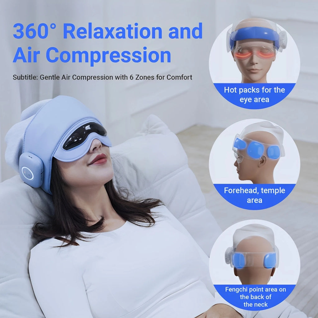 HIMOUTA Wireless Head & Eye Massager with Heat and Bluetooth for Stress and Fatigue Relief