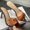 Transparent Pointed Stiletto Mules - Women's Clear High Heel Slip-On Sandals, 3.1 in (8 cm)