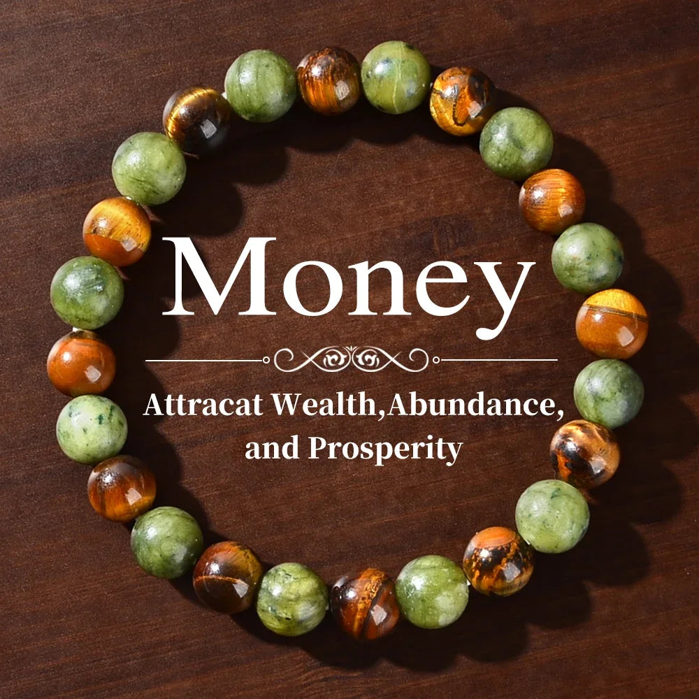 Natural Stone Beaded Bracelet - Unisex Healing, Anxiety Relief, Protection & Self-Love Jewelry
