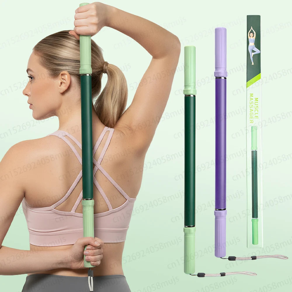 Stainless Steel Myofascial Massage Roller Bar - Yoga Fascia Stick for Leg Stretching & Muscle Release