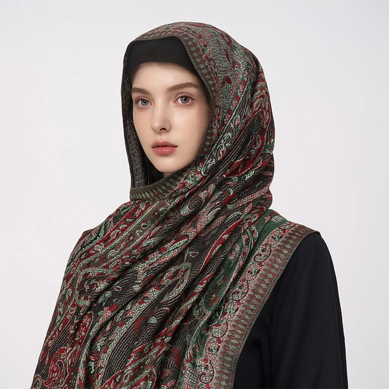 Luxury Thick Faux Cashmere Scarf for Women, Printed Pashmina Wrap Shawl Poncho — Warm Travel Blanket Stole, 175+ cm (69+ in)