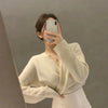 Black Irregular V-Neck Knit Sweater for Women – Korean Loose Fit Office Pullover (Autumn/Winter)