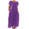 Women's Casual O-Neck Short Sleeve A-Line Ankle-Length Dress, Loose Office Spring/Summer Polyester