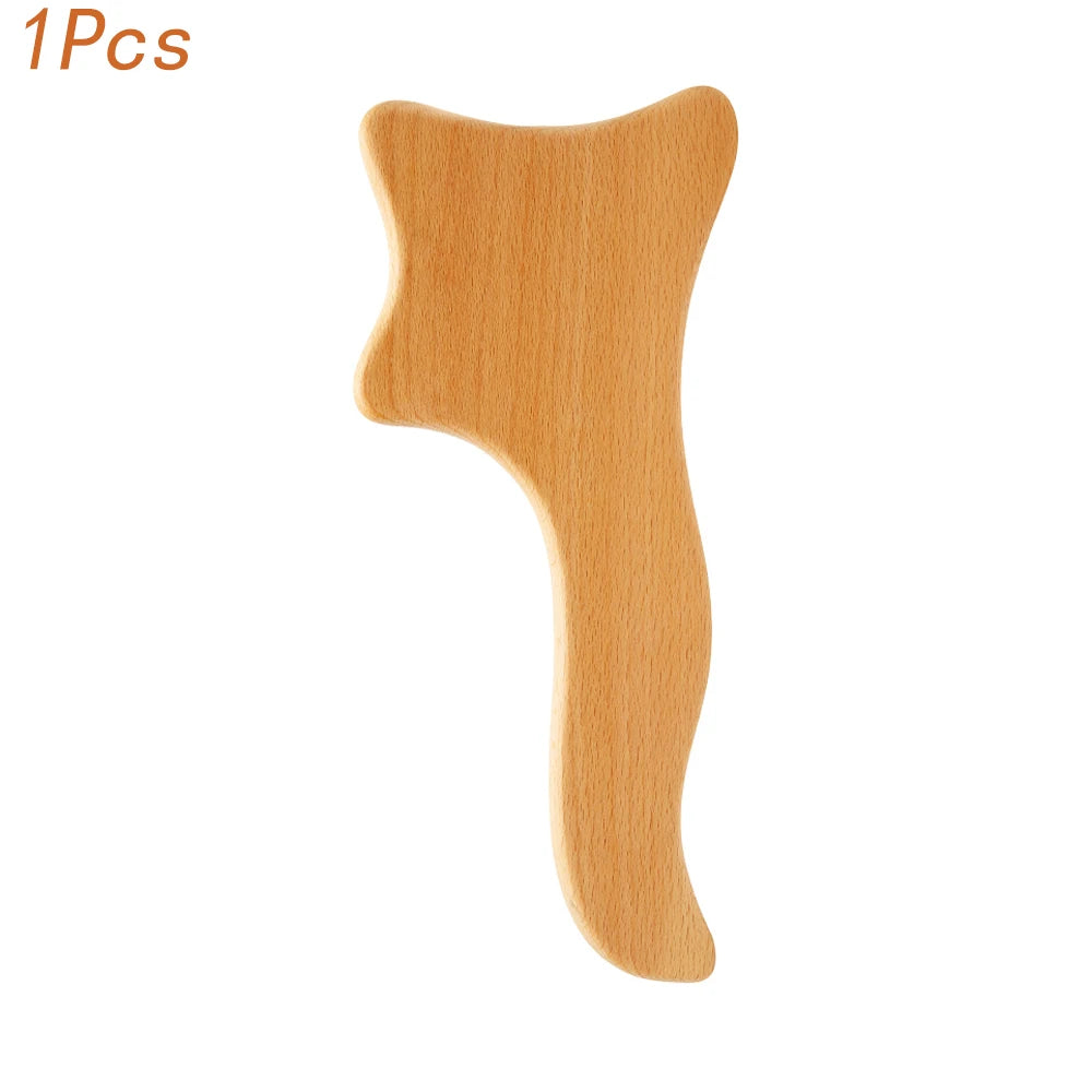 Wood Therapy Massage Roller and Gua Sha - Wooden Anti-Cellulite Slimming Massager for Body, Back & Feet