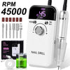 45000 RPM Rechargeable Portable Nail Drill - Low-Noise Electric Manicure File for Salon & Home