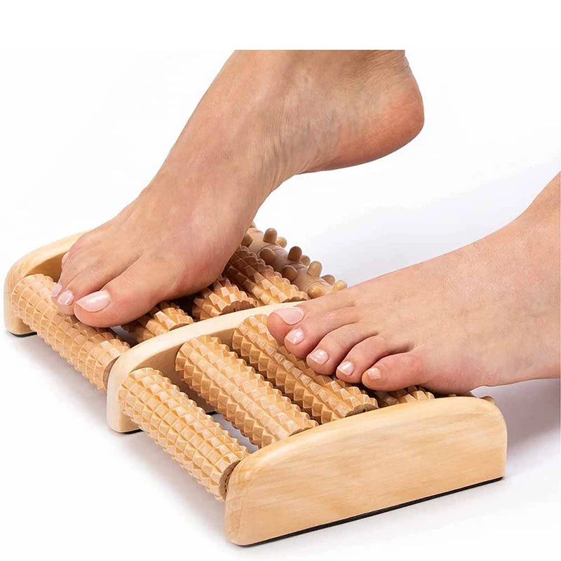 Colorful Wooden Foot Massager Roller - Reflexology Foot Roller for Stress & Pain Relief