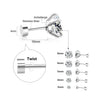 LUXUSTEEL 2-Pack 316L Stainless Steel Crystal Zircon Stud Earrings – Hypoallergenic Gold-Tone Round Cartilage Piercing 3–8mm (0.12–0.31 in)