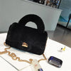 Plush Lamb Fur Small Handbag for Women Soft Chain Shoulder Clutch Square Fur Purse