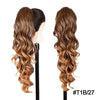 Long Ombre Blonde Synthetic Clip-In Braided Wavy Ponytail Hairpiece — Black to Brown Hair Extension