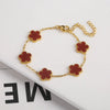 Adjustable Gold-Plated 316L Stainless Steel Clover Flower Bracelet — Five-Leaf Petal Charm for Women, Hypoallergenic Gift
